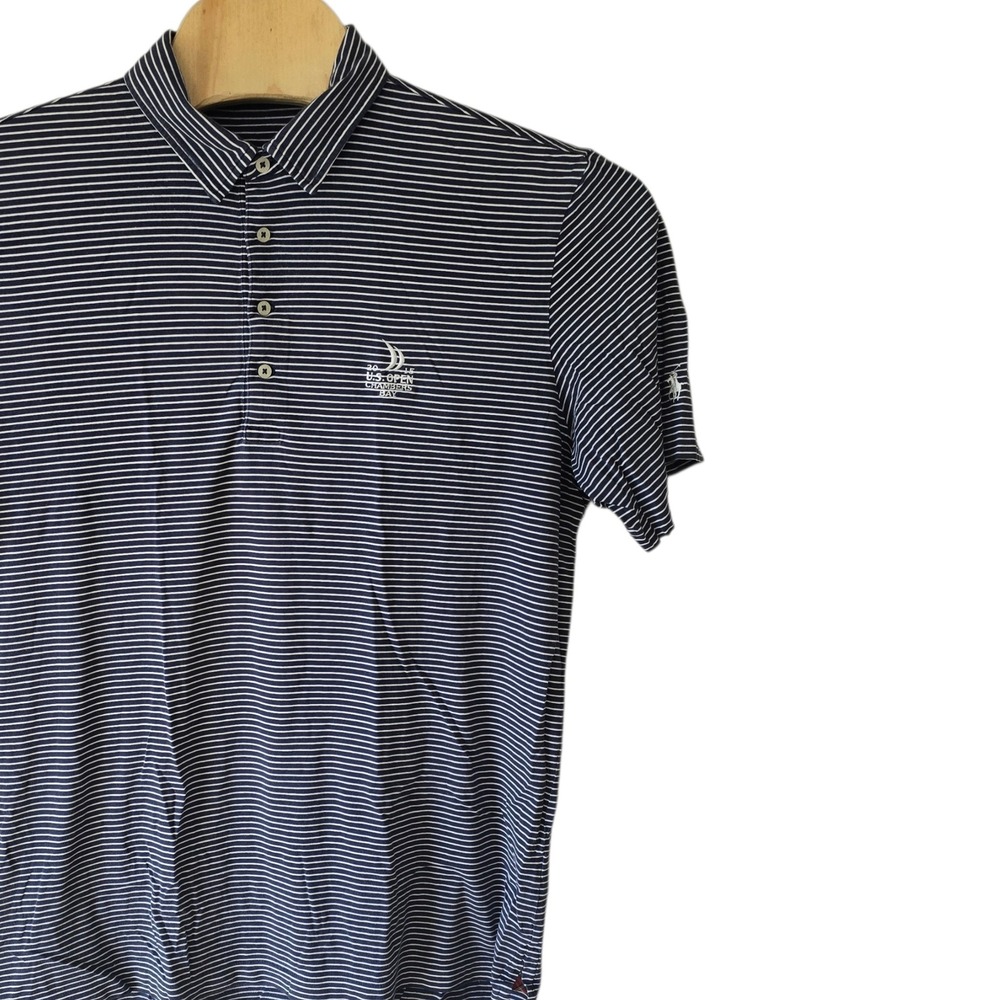 Polo Golf Ralph Lauren Mens XL Navy Striped Pima Cotton 2015 US Open Polo Shirt